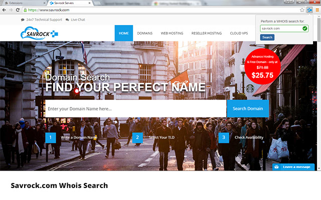 Pesquisa Savrock.com WHOIS da loja virtual do Chrome será executada com o OffiDocs Chromium online