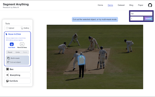 Say Anything: Prompt Segment Anything Model  from Chrome web store to be run with OffiDocs Chromium online