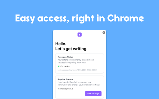 Saywhat  from Chrome web store to be run with OffiDocs Chromium online