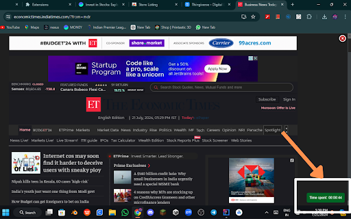 Scaler Time Tracker  from Chrome web store to be run with OffiDocs Chromium online