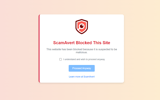 ScamAvert  from Chrome web store to be run with OffiDocs Chromium online