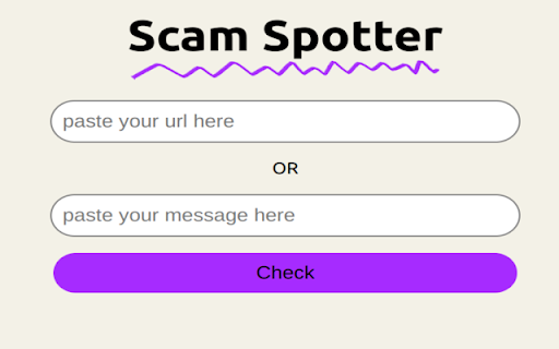 Scam Spotter  from Chrome web store to be run with OffiDocs Chromium online