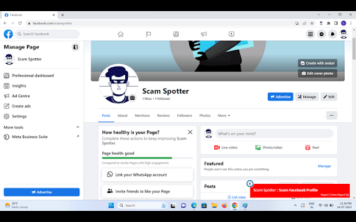 Scams Spotter  from Chrome web store to be run with OffiDocs Chromium online