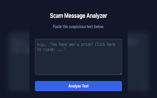Scam Text Checker  from Chrome web store to be run with OffiDocs Chromium online