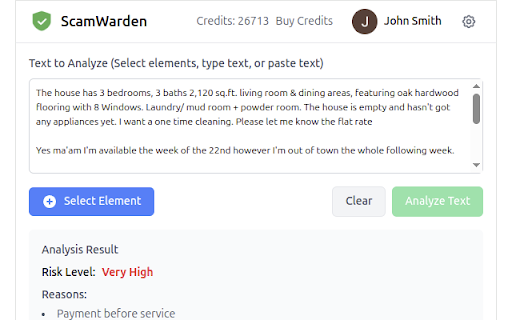 ScamWarden  from Chrome web store to be run with OffiDocs Chromium online
