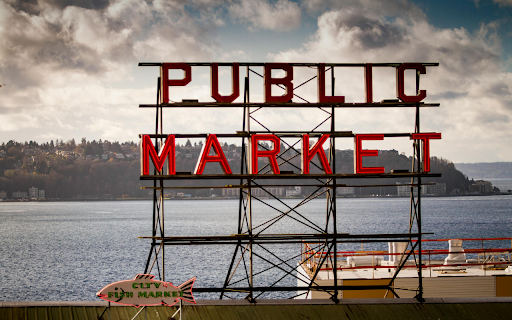 Scenic View of Pike Place Market Sign in Seattle  from Chrome web store to be run with OffiDocs Chromium online
