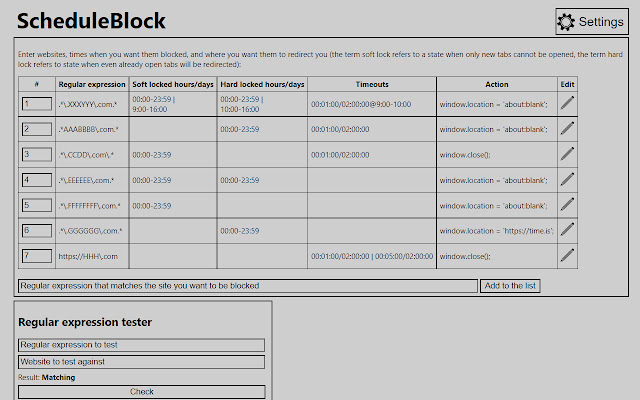 ScheduleBlock  from Chrome web store to be run with OffiDocs Chromium online