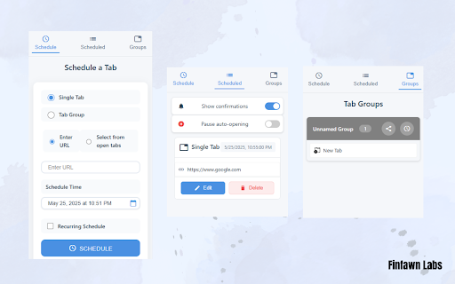 Schedule My Tabs  from Chrome web store to be run with OffiDocs Chromium online