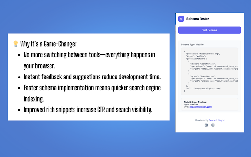 Schema and Rich Snippet Tester / Validator  from Chrome web store to be run with OffiDocs Chromium online