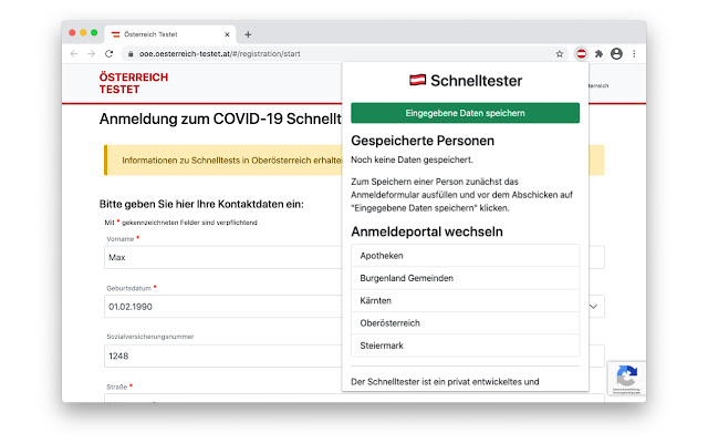 Schnelltester  from Chrome web store to be run with OffiDocs Chromium online
