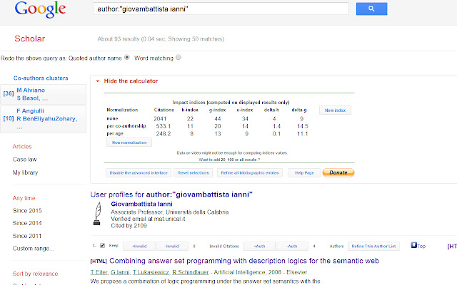 Scholar H Index Calculator for Google Chrome™  from Chrome web store to be run with OffiDocs Chromium online
