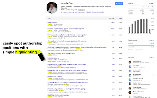 Scholar Profile Highlighter  from Chrome web store to be run with OffiDocs Chromium online