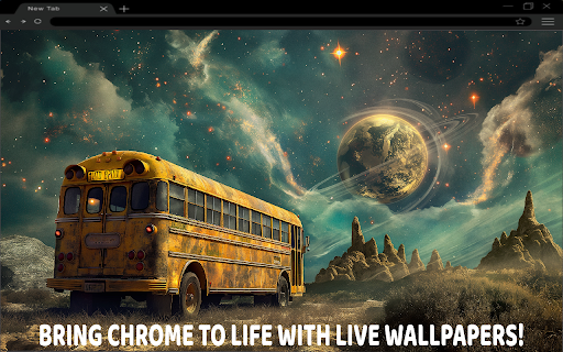 School Bus Interplanetary Journey Live Wallpaper  from Chrome web store to be run with OffiDocs Chromium online