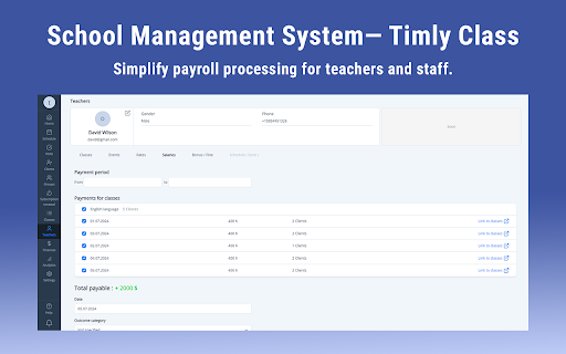 School Management System Timly Class  from Chrome web store to be run with OffiDocs Chromium online