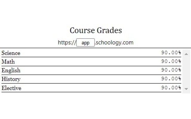 Schoology Grades  from Chrome web store to be run with OffiDocs Chromium online