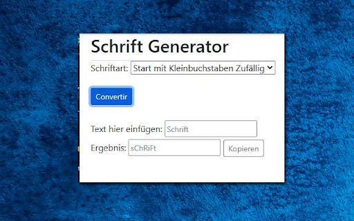 Schrift Generator  from Chrome web store to be run with OffiDocs Chromium online