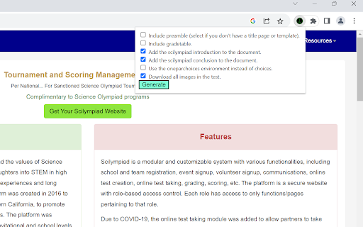 ScilympiadToLaTeX  from Chrome web store to be run with OffiDocs Chromium online