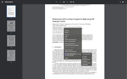 SciSummary PDF Uploader  from Chrome web store to be run with OffiDocs Chromium online