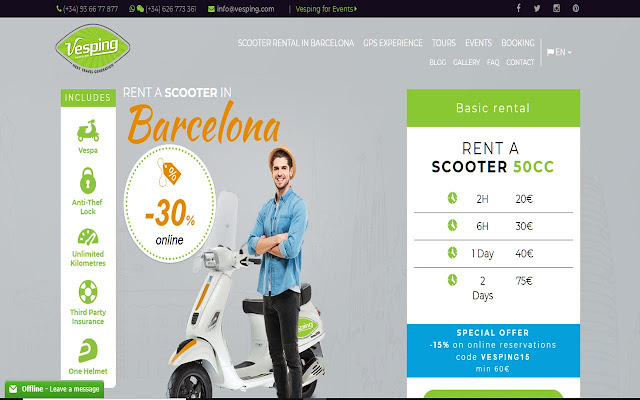 Scooter Rental in Barcelona  from Chrome web store to be run with OffiDocs Chromium online