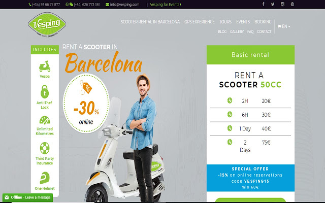 Sewaan Skuter di Barcelona dari kedai web Chrome untuk dijalankan dengan OffiDocs Chromium dalam talian