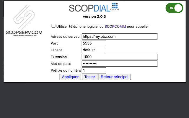 SCOPDIAL  from Chrome web store to be run with OffiDocs Chromium online