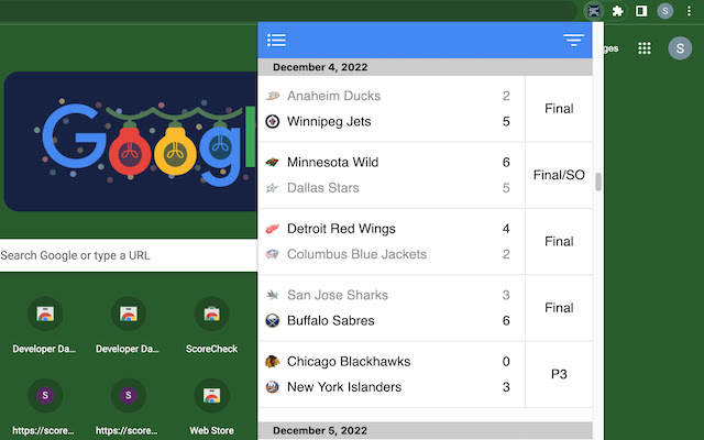 ScoreCheck Live NHL Scores  Standings  from Chrome web store to be run with OffiDocs Chromium online