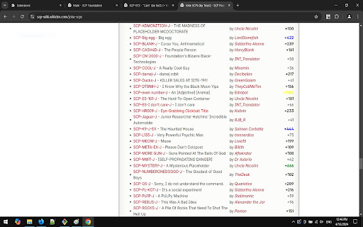 SCP Ratings in Mainlist  from Chrome web store to be run with OffiDocs Chromium online
