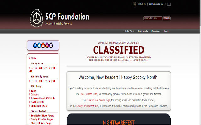 SCP Wiki Old Sidebar  from Chrome web store to be run with OffiDocs Chromium online