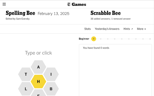 ScrabbleBee  from Chrome web store to be run with OffiDocs Chromium online