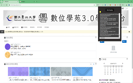 scraper for the E learning 3.0  from Chrome web store to be run with OffiDocs Chromium online