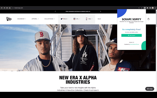 Scrape Sopify  from Chrome web store to be run with OffiDocs Chromium online