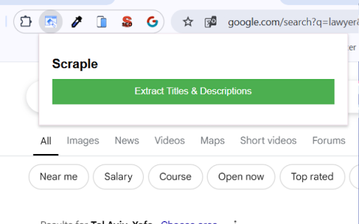Scraple Google SERP Extractor  from Chrome web store to be run with OffiDocs Chromium online