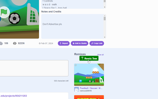 ScratchRemixTree  from Chrome web store to be run with OffiDocs Chromium online