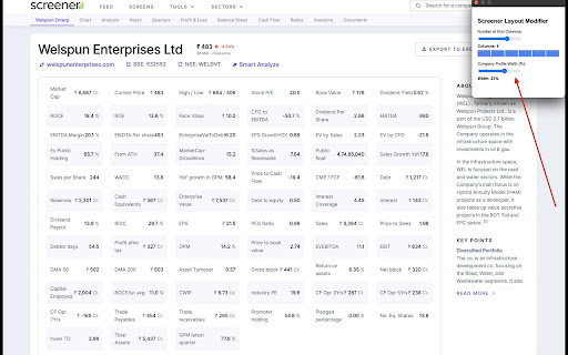 Screener Layout Modifier  from Chrome web store to be run with OffiDocs Chromium online