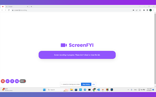 ScreenFYI  from Chrome web store to be run with OffiDocs Chromium online