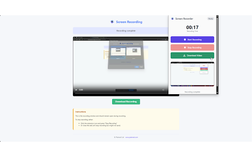 Screen Recorder by Platned  from Chrome web store to be run with OffiDocs Chromium online