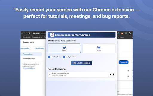 Screen Recorder for Chrome  from Chrome web store to be run with OffiDocs Chromium online