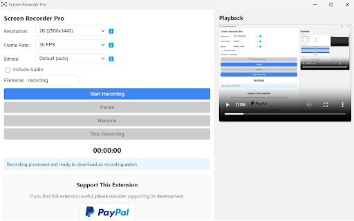 Screen Recorder Pro  from Chrome web store to be run with OffiDocs Chromium online