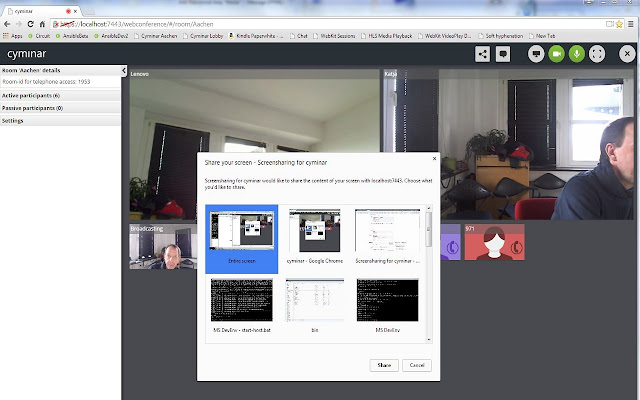 Screensharing for cyminar and webphone  from Chrome web store to be run with OffiDocs Chromium online