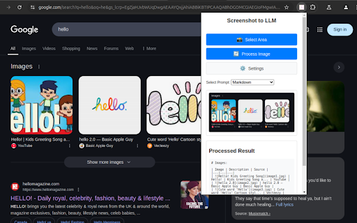 Screenshot to LLM Context  from Chrome web store to be run with OffiDocs Chromium online