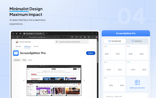 Screen Splitter Pro  from Chrome web store to be run with OffiDocs Chromium online