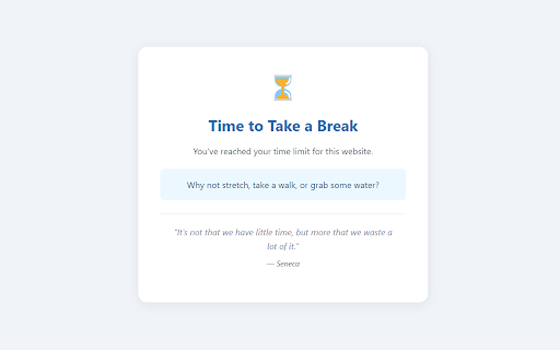 Screen Time Limiter  from Chrome web store to be run with OffiDocs Chromium online