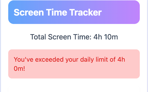 Screen Time Tracker  from Chrome web store to be run with OffiDocs Chromium online