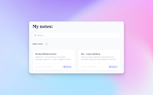 Scribvet Veternary AI Scribe  from Chrome web store to be run with OffiDocs Chromium online