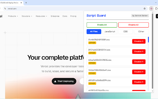 Script Guard  from Chrome web store to be run with OffiDocs Chromium online