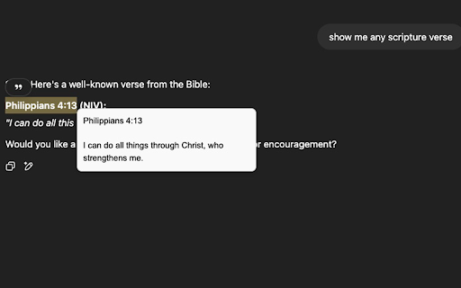 Scripture Verse Popup Preview ESV  from Chrome web store to be run with OffiDocs Chromium online