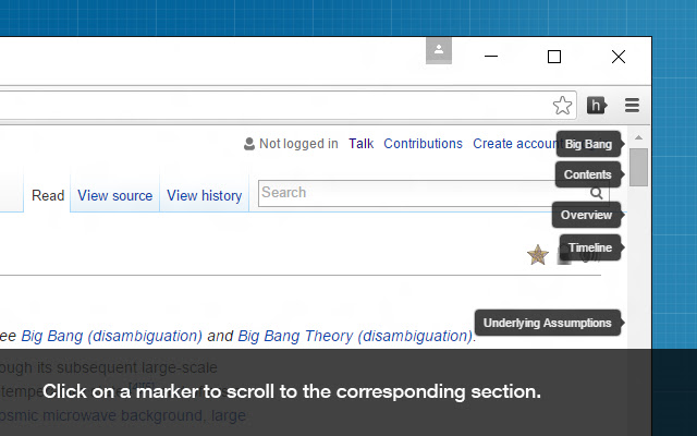 Scrollbar of Contents  from Chrome web store to be run with OffiDocs Chromium online