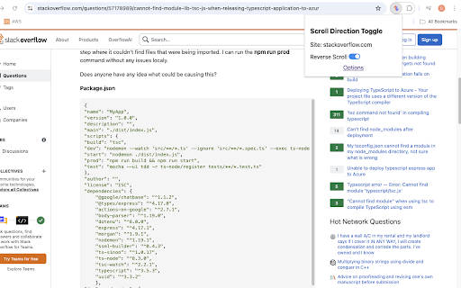 Scroll Direction Toggle  from Chrome web store to be run with OffiDocs Chromium online