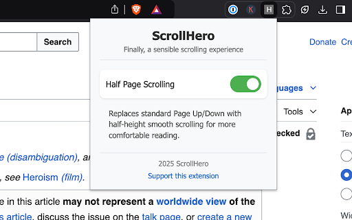 ScrollHero  from Chrome web store to be run with OffiDocs Chromium online