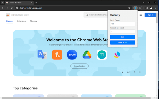Scrolly  from Chrome web store to be run with OffiDocs Chromium online